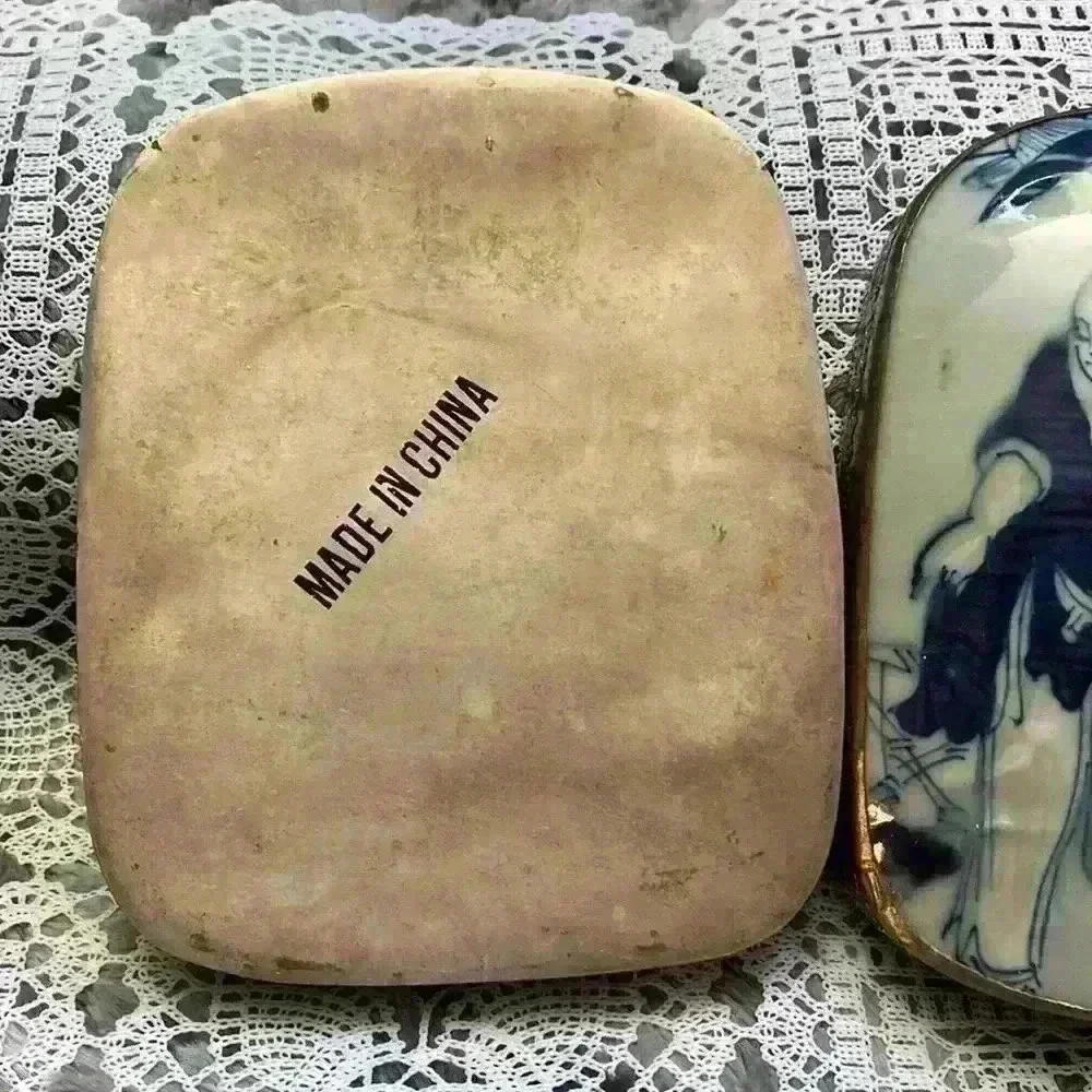 Vintage Porcelain Shard  Box/Silver plated copper. - Picture 10 of 16